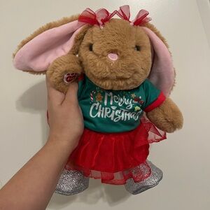 Build-a-Bear Tan Bunny in Holiday Outfit